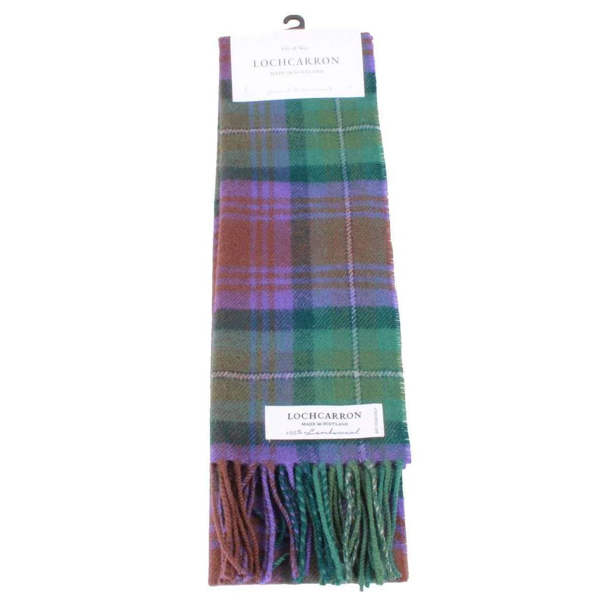 Locharron of Scotland Bowhill Isle of Skye Lambswool Tartan Scarf - Purple/Green/Brown - Image 3