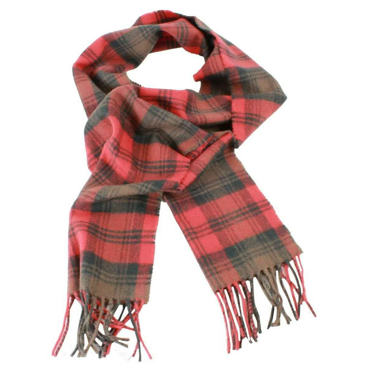 Locharron of Scotland Bowhill Kerr Weathered Lambswool Tartan Scarf - Red/Brown - Image 2