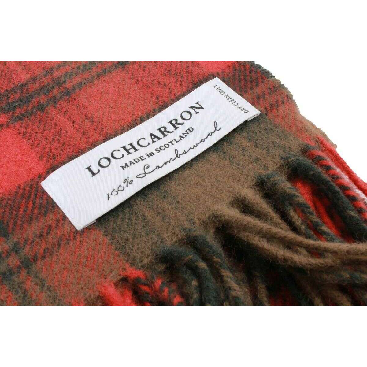 Locharron of Scotland Bowhill Kerr Weathered Lambswool Tartan Scarf - Red/Brown - Image 3
