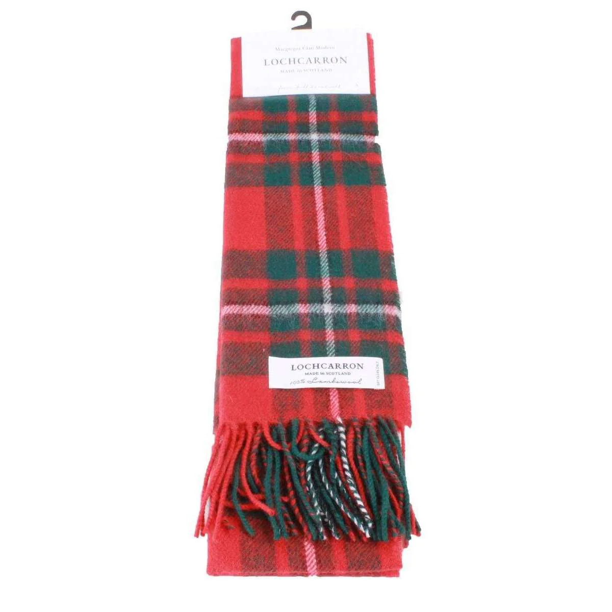Locharron of Scotland Bowhill Macgregor Clan Modern Lambswool Tartan Scarf - Red/Green/White - Image 3