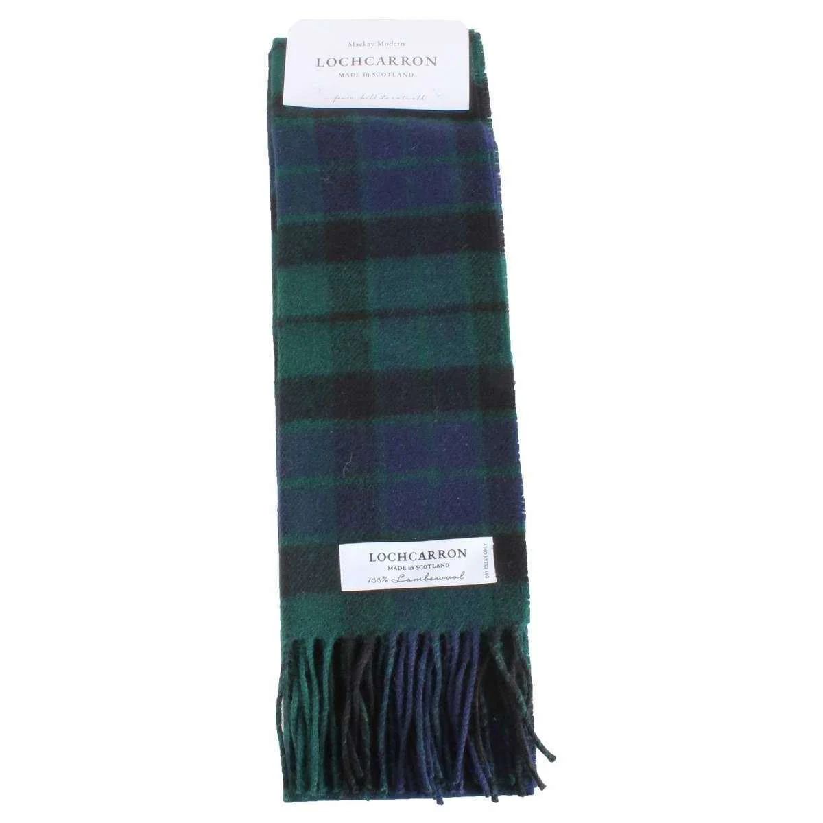 Locharron of Scotland Bowhill Mackay Modern Lambswool Scarf - Green/Navy - Image 4