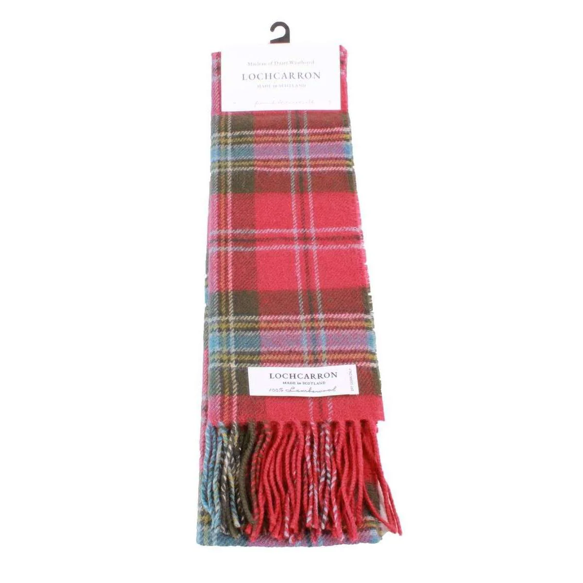 Locharron of Scotland Bowhill Maclean of Duart Weathered Lambswool Tartan Scarf - Red/Green/Blue - Image 3