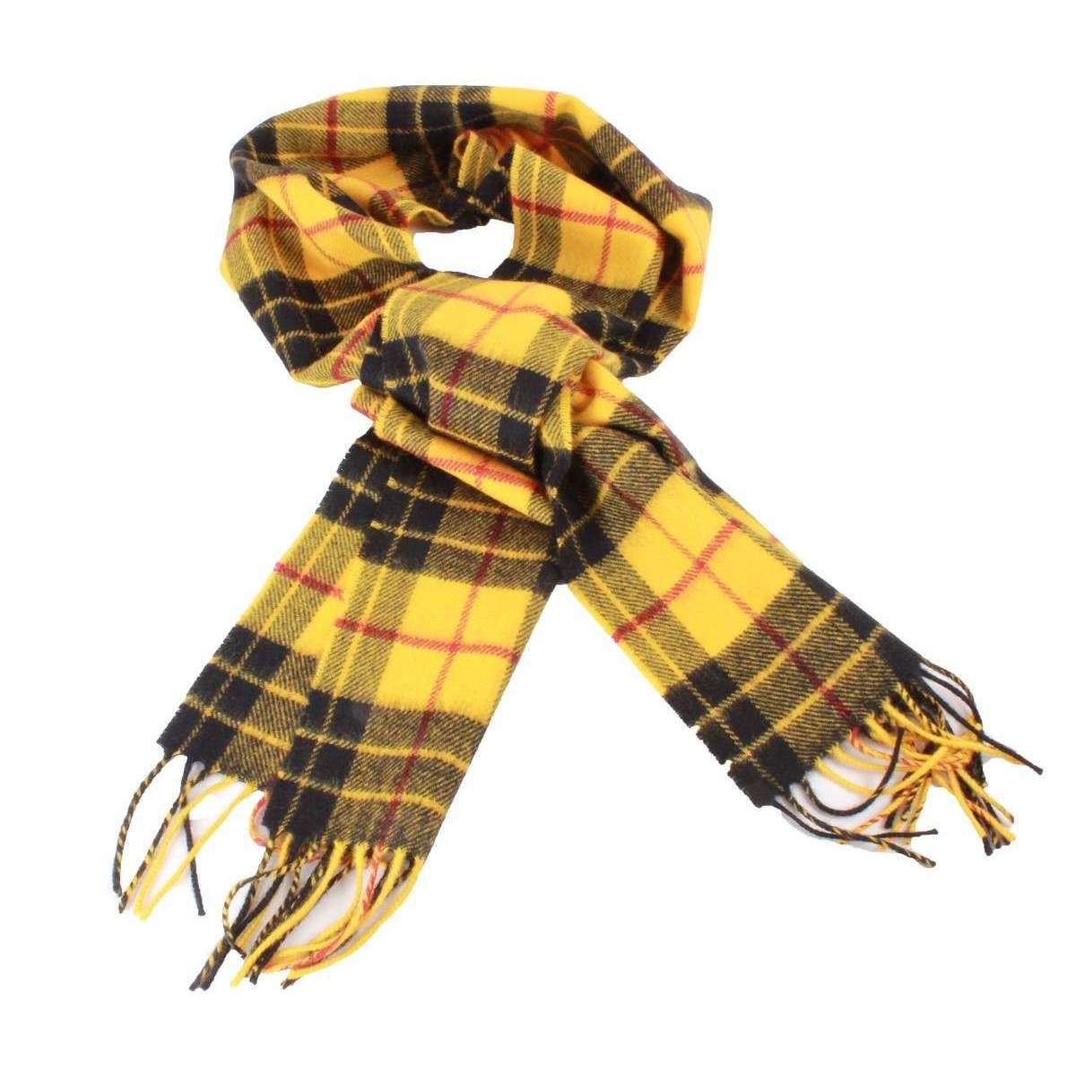 Locharron of Scotland Bowhill Macleod Dress Modern Lambswool Tartan Scarf - Yellow/Black/Red - Image 2