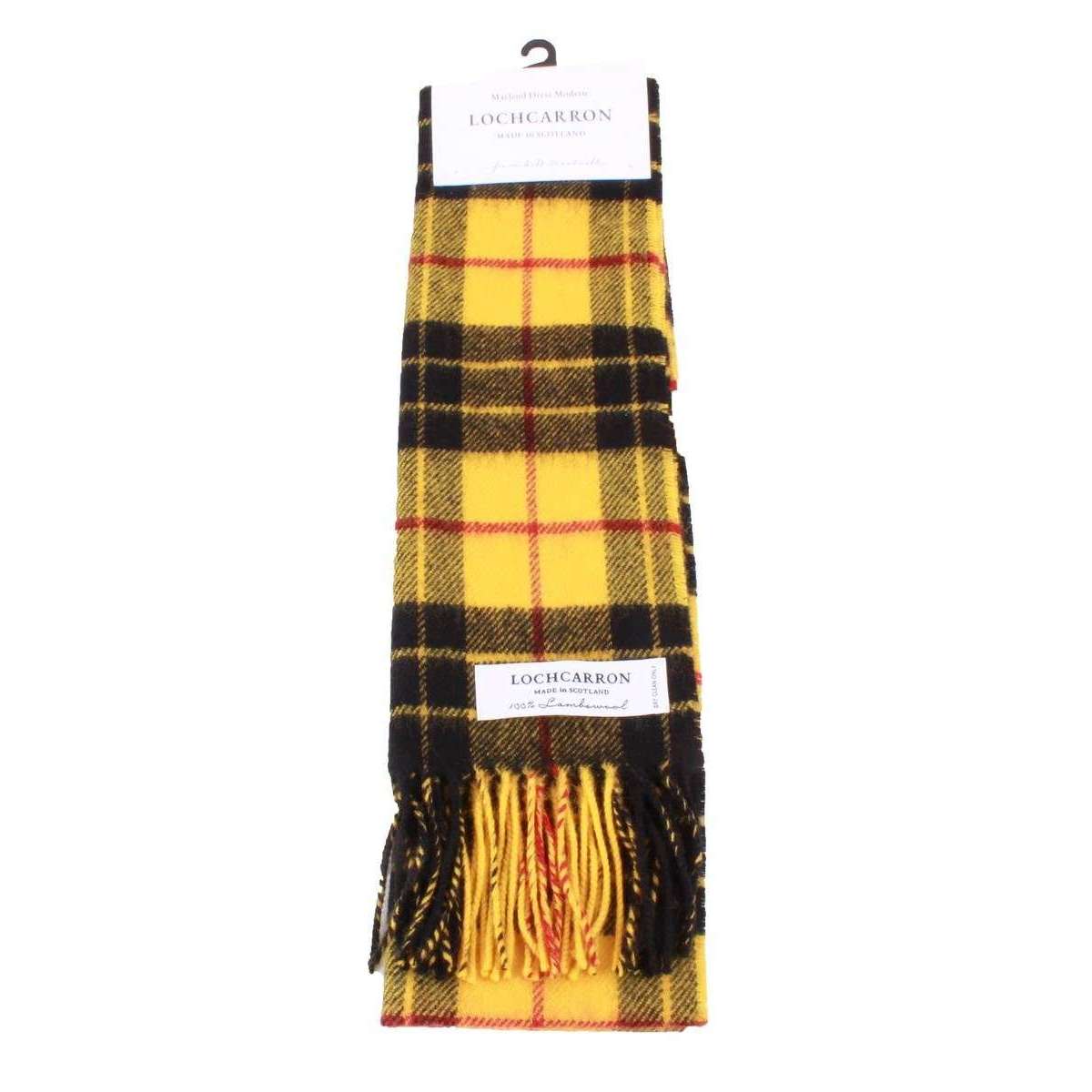 Locharron of Scotland Bowhill Macleod Dress Modern Lambswool Tartan Scarf - Yellow/Black/Red - Image 3