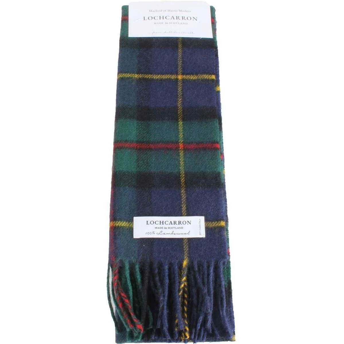 Locharron of Scotland Bowhill Macleod of Harris Modern Lambswool Scarf - Navy/Green - Image 4