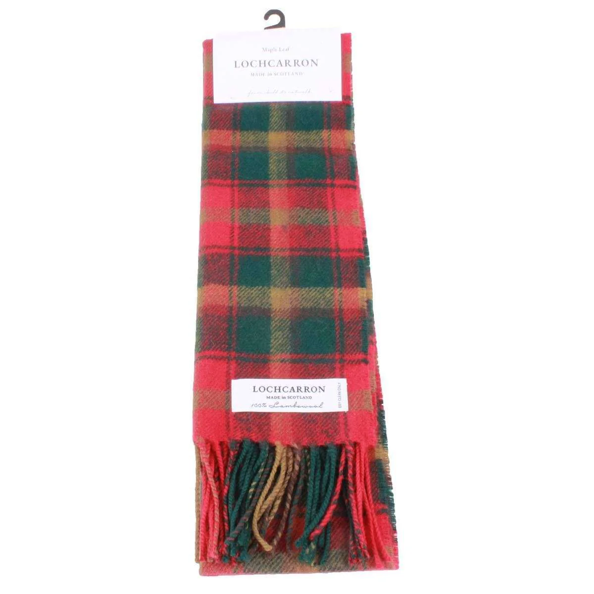 Locharron of Scotland Bowhill Maple Leaf Lambswool Tartan Scarf - Green/Red/Yellow - Image 3