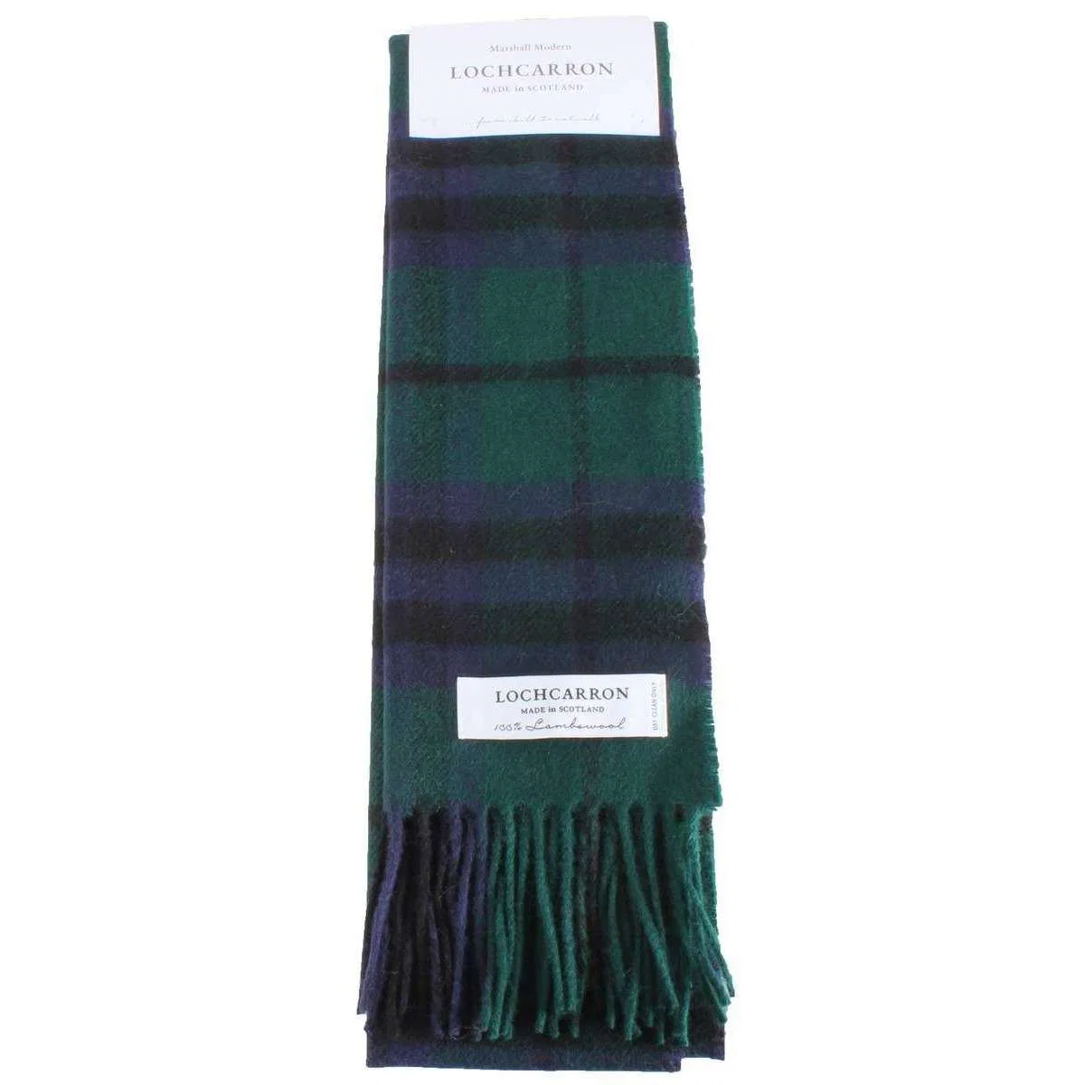 Locharron of Scotland Bowhill Marshall Modern Lambswool Scarf - Green/Navy - Image 4