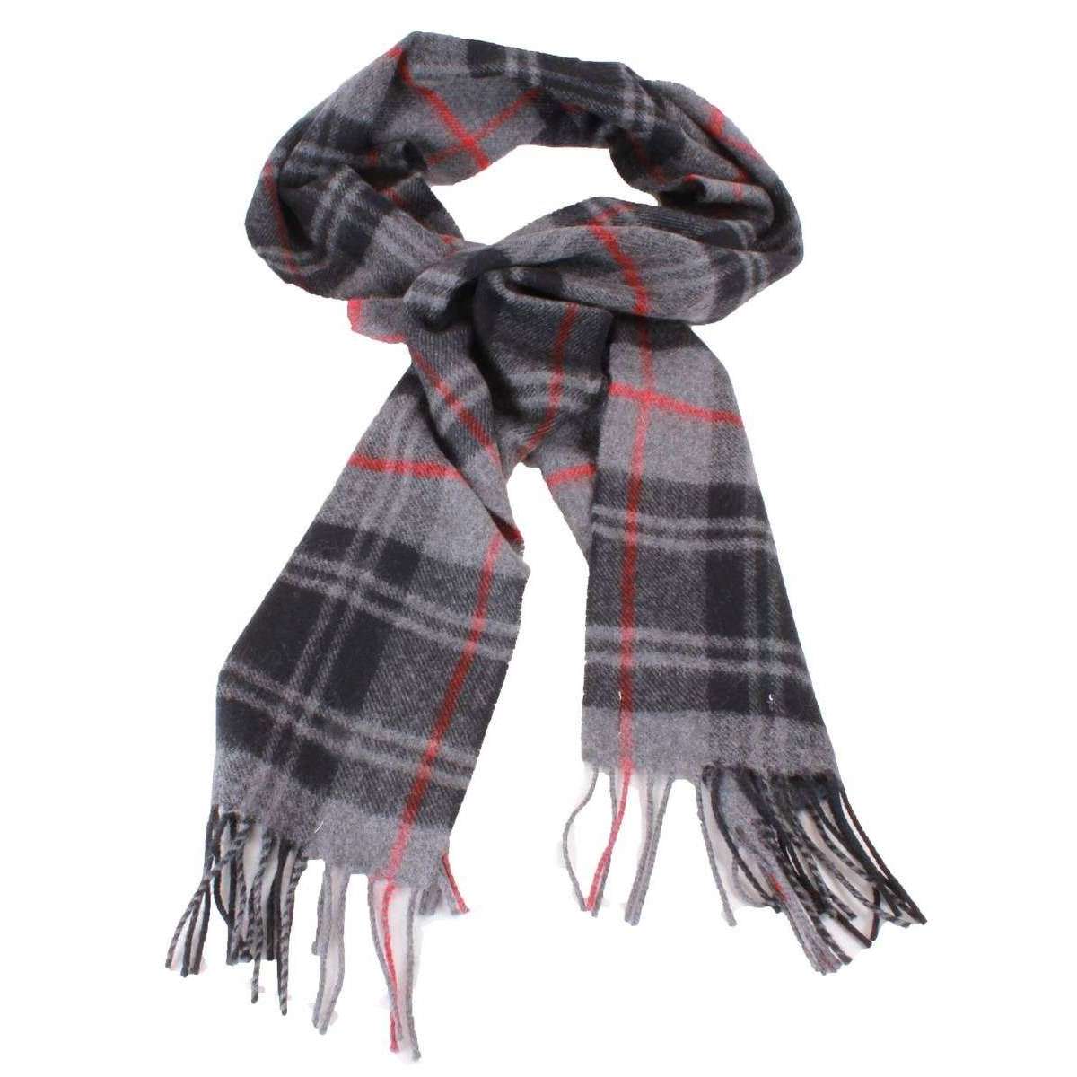 Locharron of Scotland Bowhill Moffat Lambswool Tartan Scarf - Grey/Black/Red - Image 2
