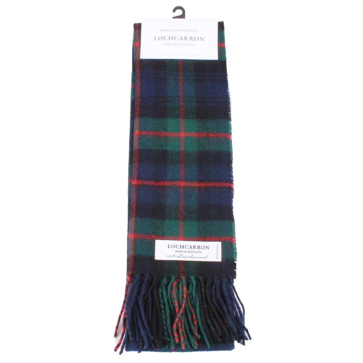 Locharron of Scotland Bowhill Murray of Atholl Modern Lambswool Tartan Scarf - Green/Blue/Grey/Red - Image 3