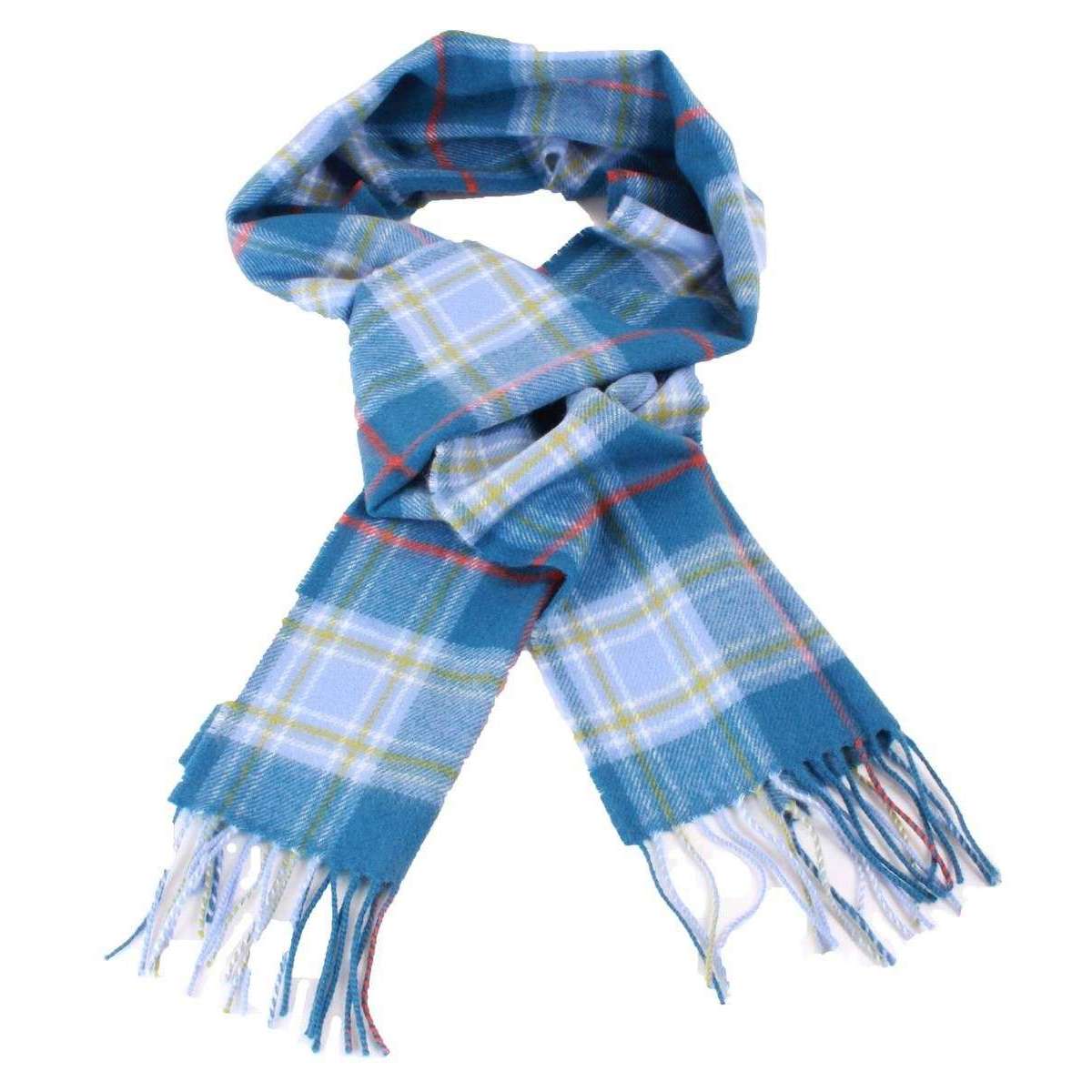 Locharron of Scotland Bowhill Musselburgh Lambswool Tartan Scarf - Blue/Yellow/Orange - Image 2