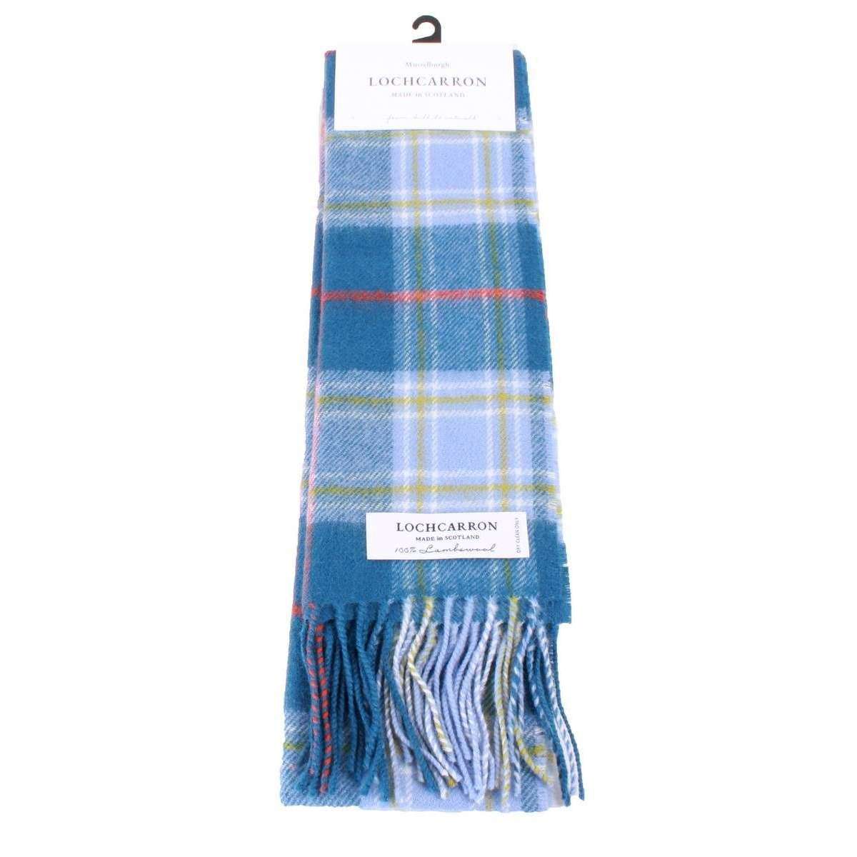 Locharron of Scotland Bowhill Musselburgh Lambswool Tartan Scarf - Blue/Yellow/Orange - Image 3