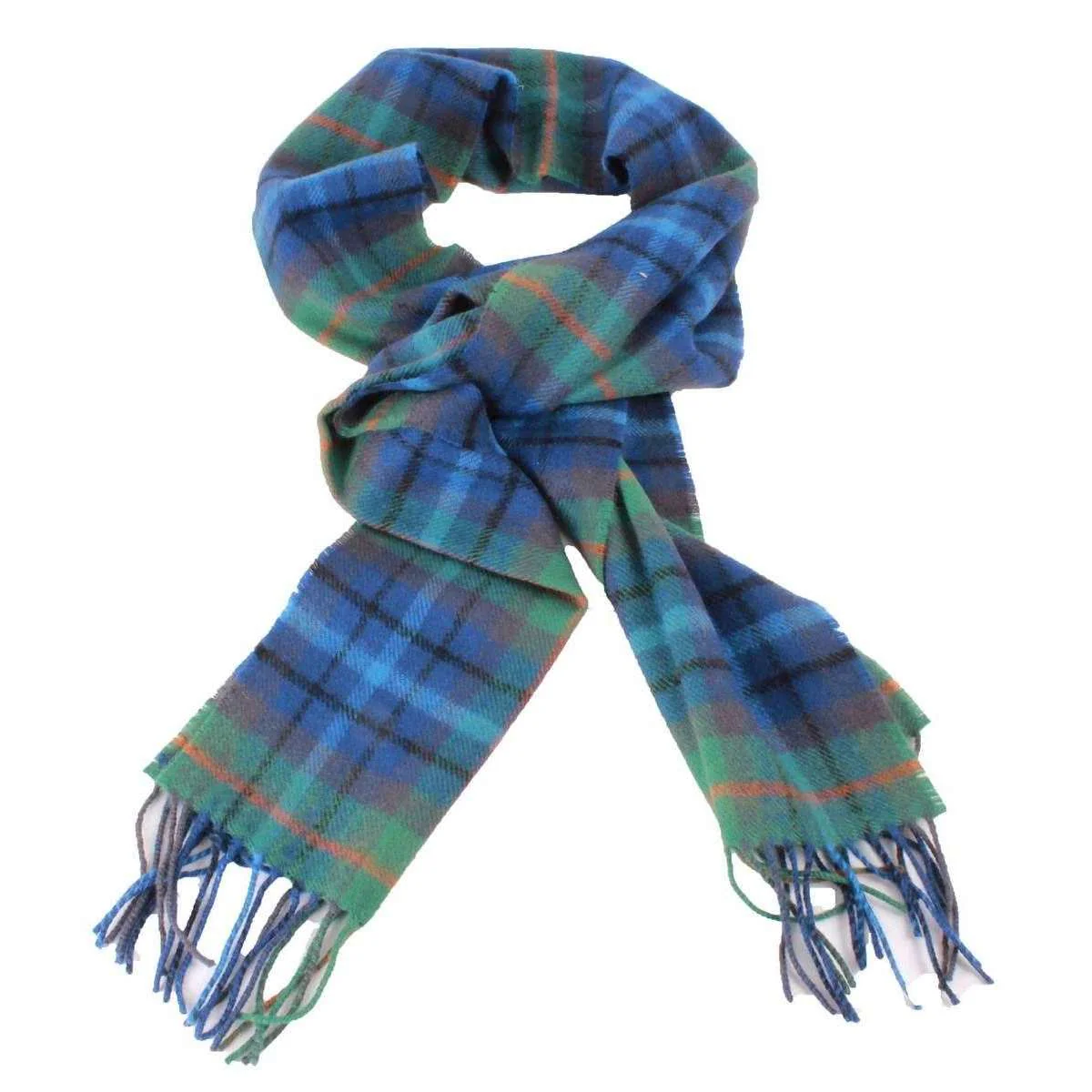 Locharron of Scotland Bowhill New York City Tartan Lambswool Tartan Scarf - Green/Blue - Image 2