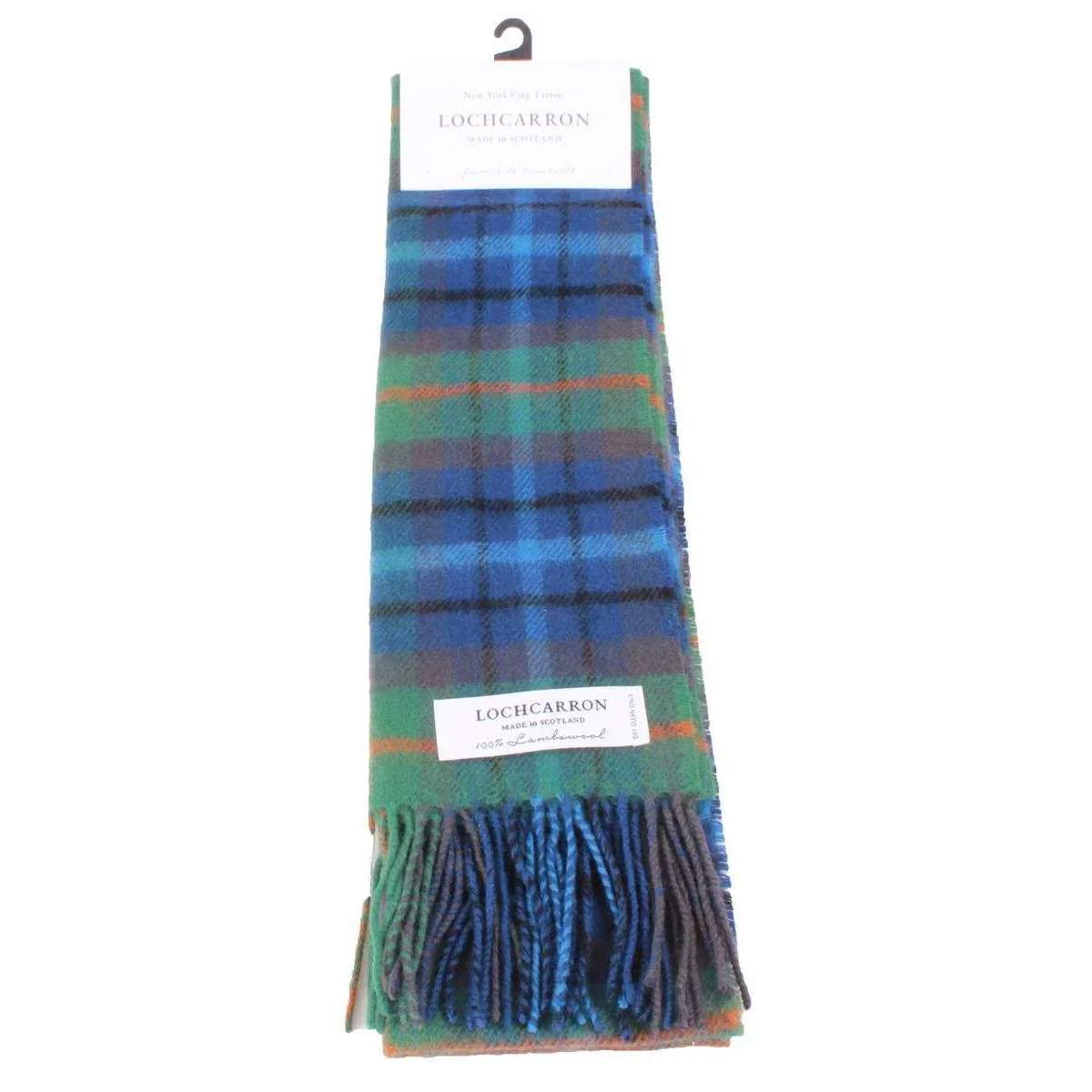 Locharron of Scotland Bowhill New York City Tartan Lambswool Tartan Scarf - Green/Blue - Image 3