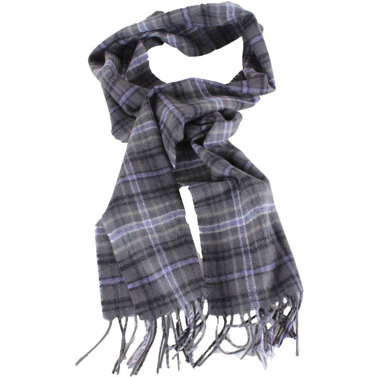 Locharron of Scotland Bowhill Scotland Forever Antique Lambswool Scarf - Grey/Purple - Image 2