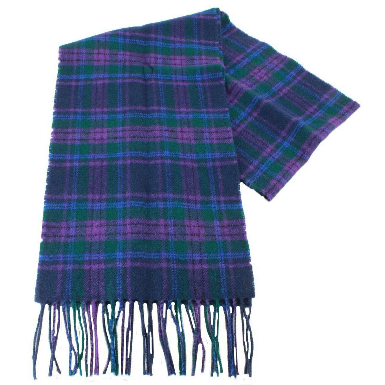 Locharron of Scotland Bowhill Spirit of Scotland Modern Lambswool Scarf - Blue/Green/Purple