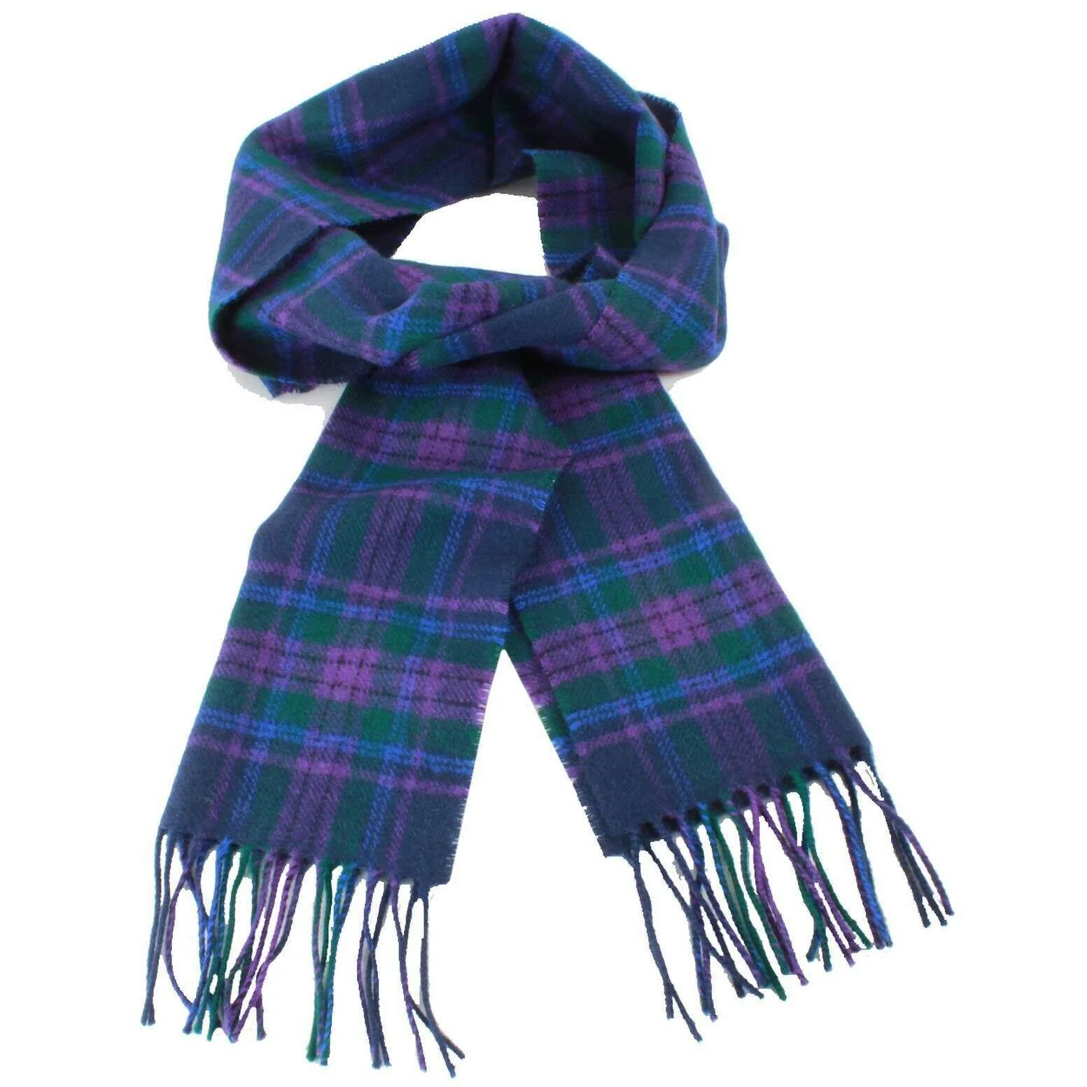 Locharron of Scotland Bowhill Spirit of Scotland Modern Lambswool Scarf - Blue/Green/Purple - Image 2