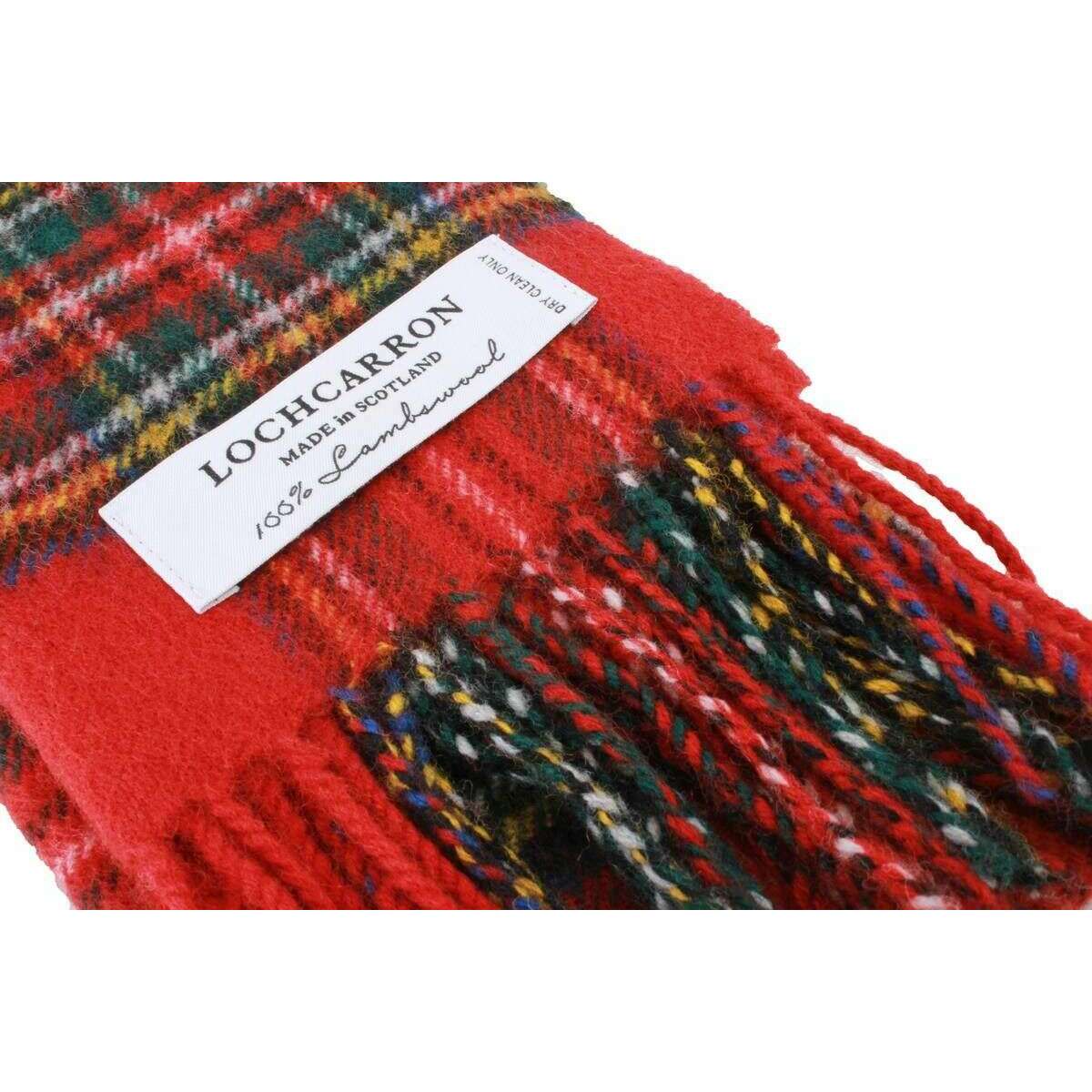 Locharron of Scotland Bowhill Stewart Royal Modern Lambswool Tartan Scarf - Red/Green - Image 3
