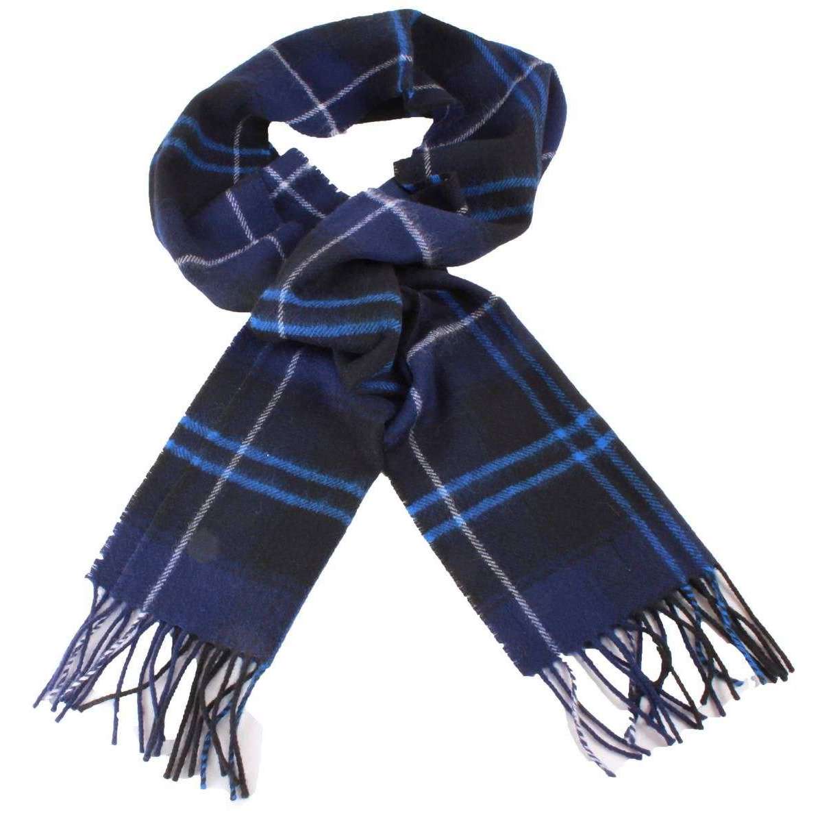 Locharron of Scotland Bowhill The Patriot Modern Lambswool Tartan Scarf - Blue/Black - Image 2