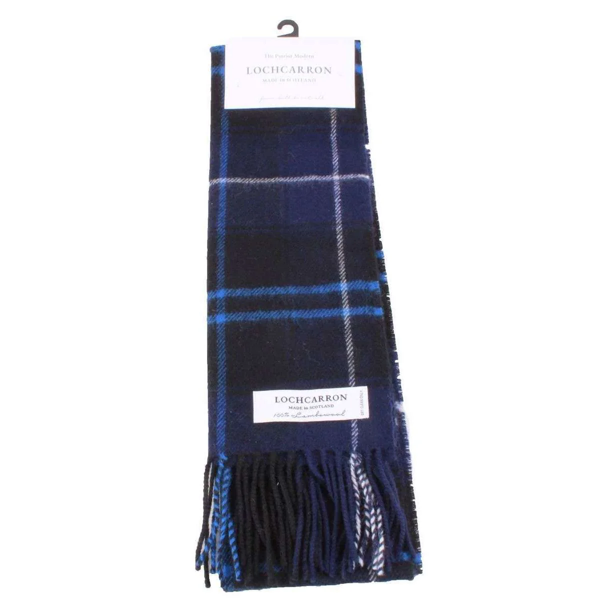 Locharron of Scotland Bowhill The Patriot Modern Lambswool Tartan Scarf - Blue/Black - Image 3