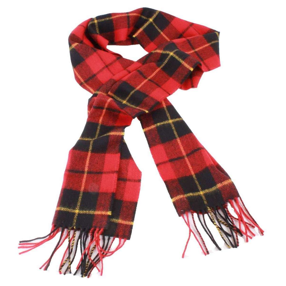 Locharron of Scotland Bowhill Wallace Modern Lambswool Tartan Scarf - Red/Green/Yellow - Image 2
