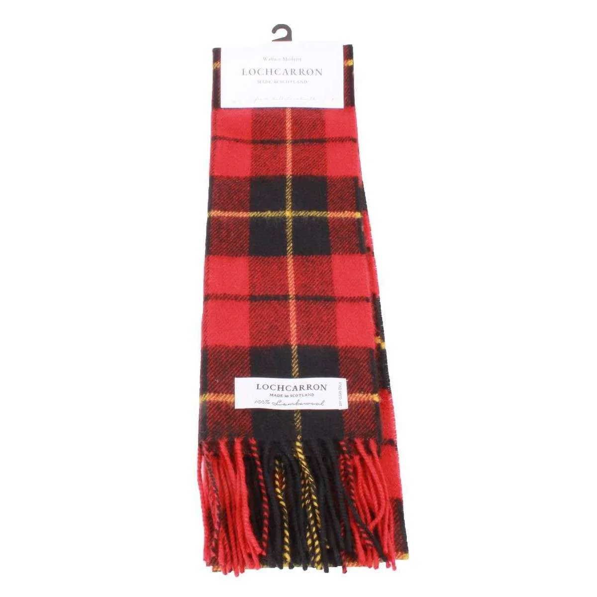 Locharron of Scotland Bowhill Wallace Modern Lambswool Tartan Scarf - Red/Green/Yellow - Image 3