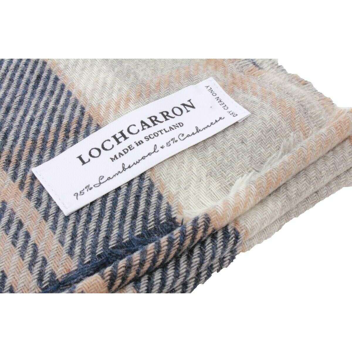 Locharron of Scotland Brock Bannockbane Luxury Fine Wool Stole - Navy/Cream/Beige - Image 3