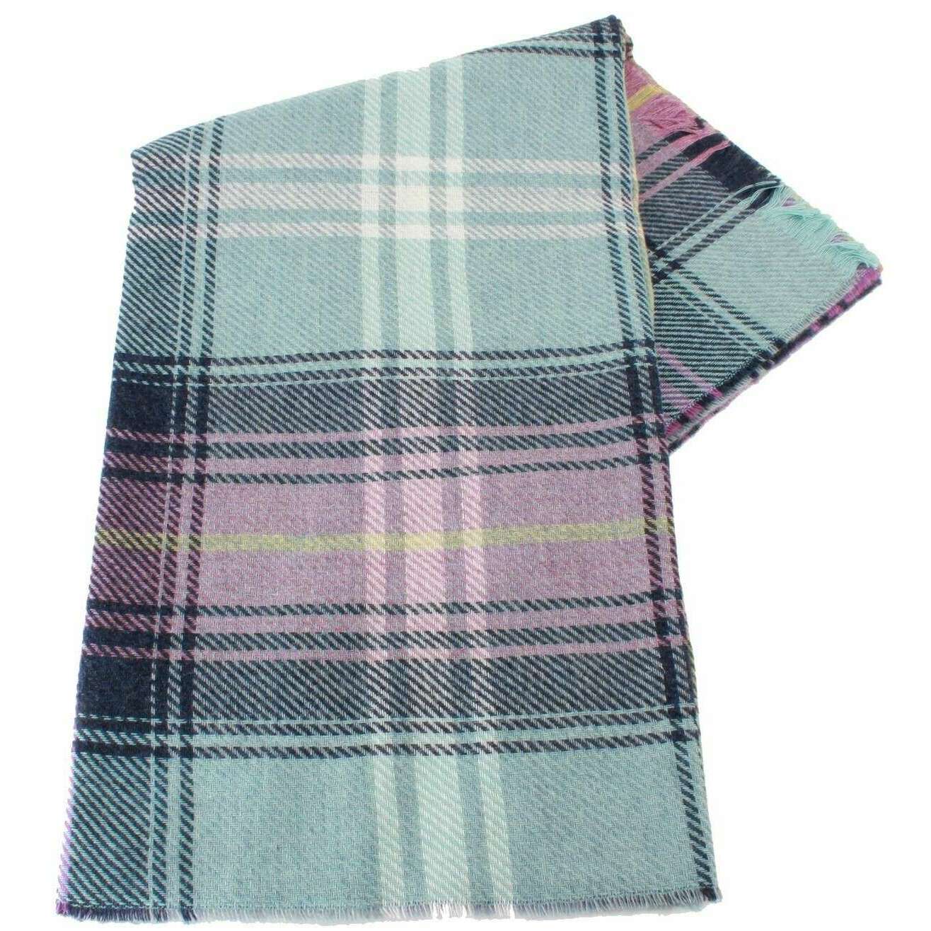 Locharron of Scotland Brock Hame Luxury Scarf - Green/Lilac Purple