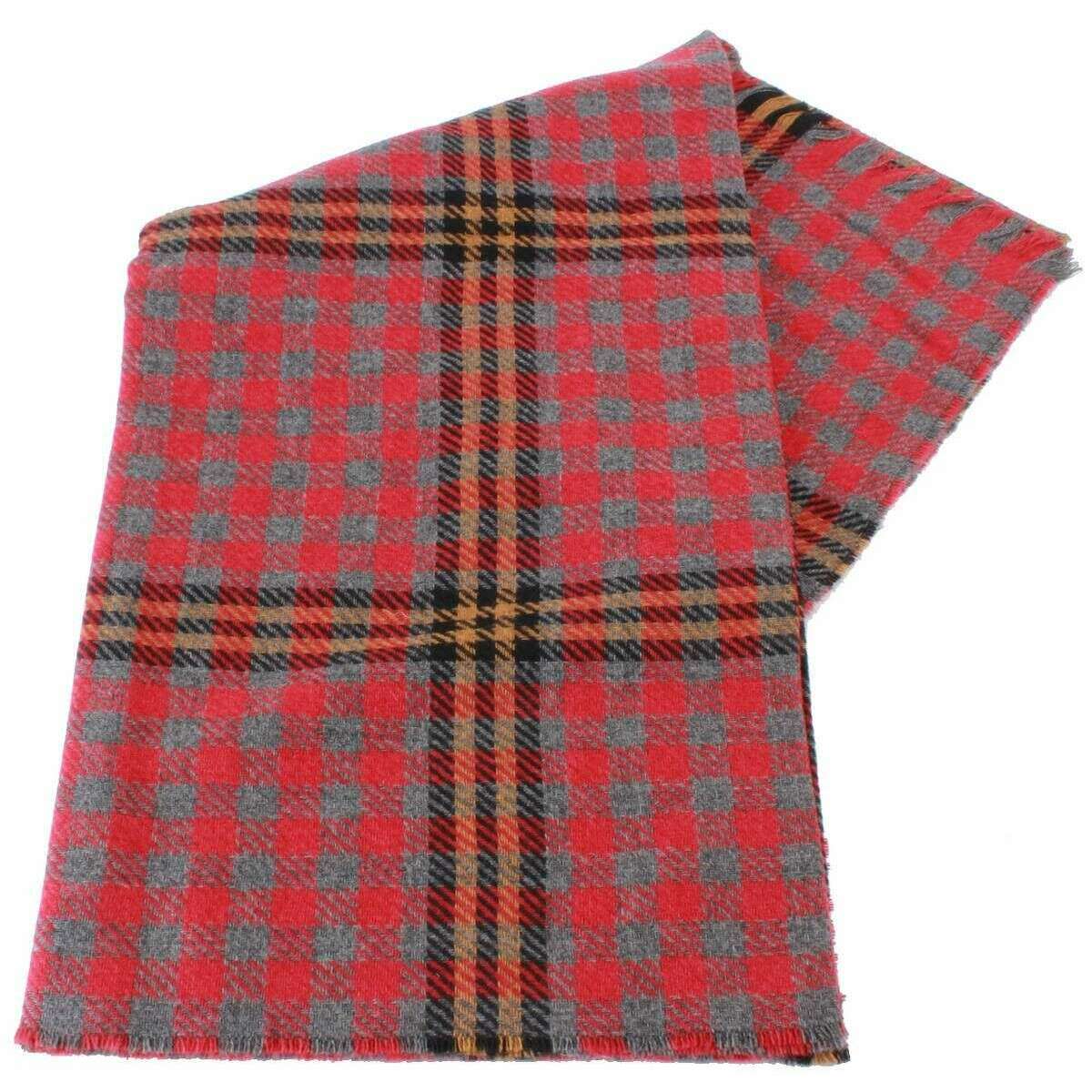 Locharron of Scotland Brock Rose Luxury Scarf - Red/Grey