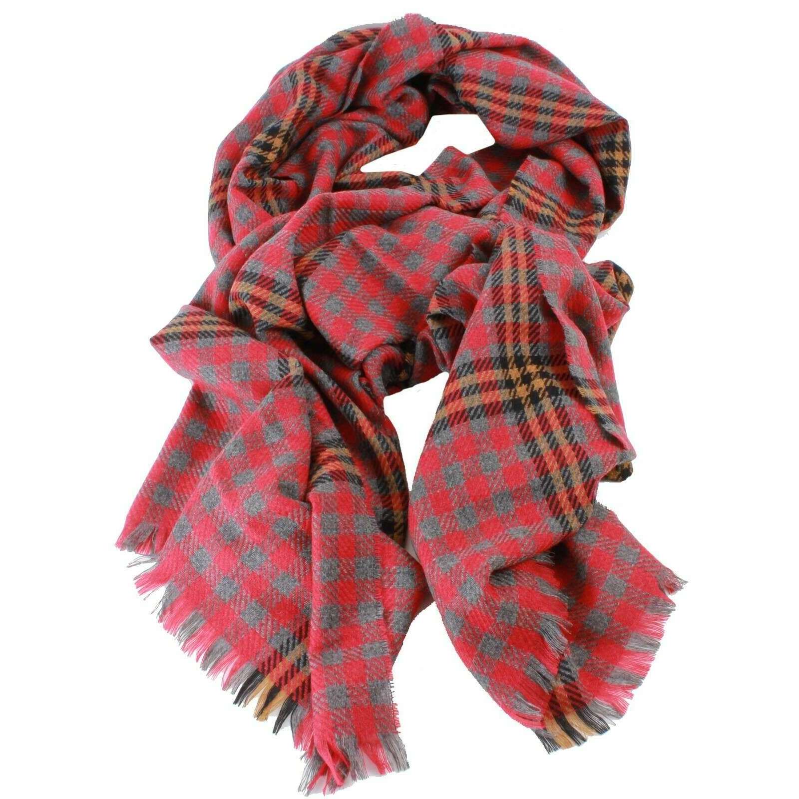 Locharron of Scotland Brock Rose Luxury Scarf - Red/Grey - Image 2