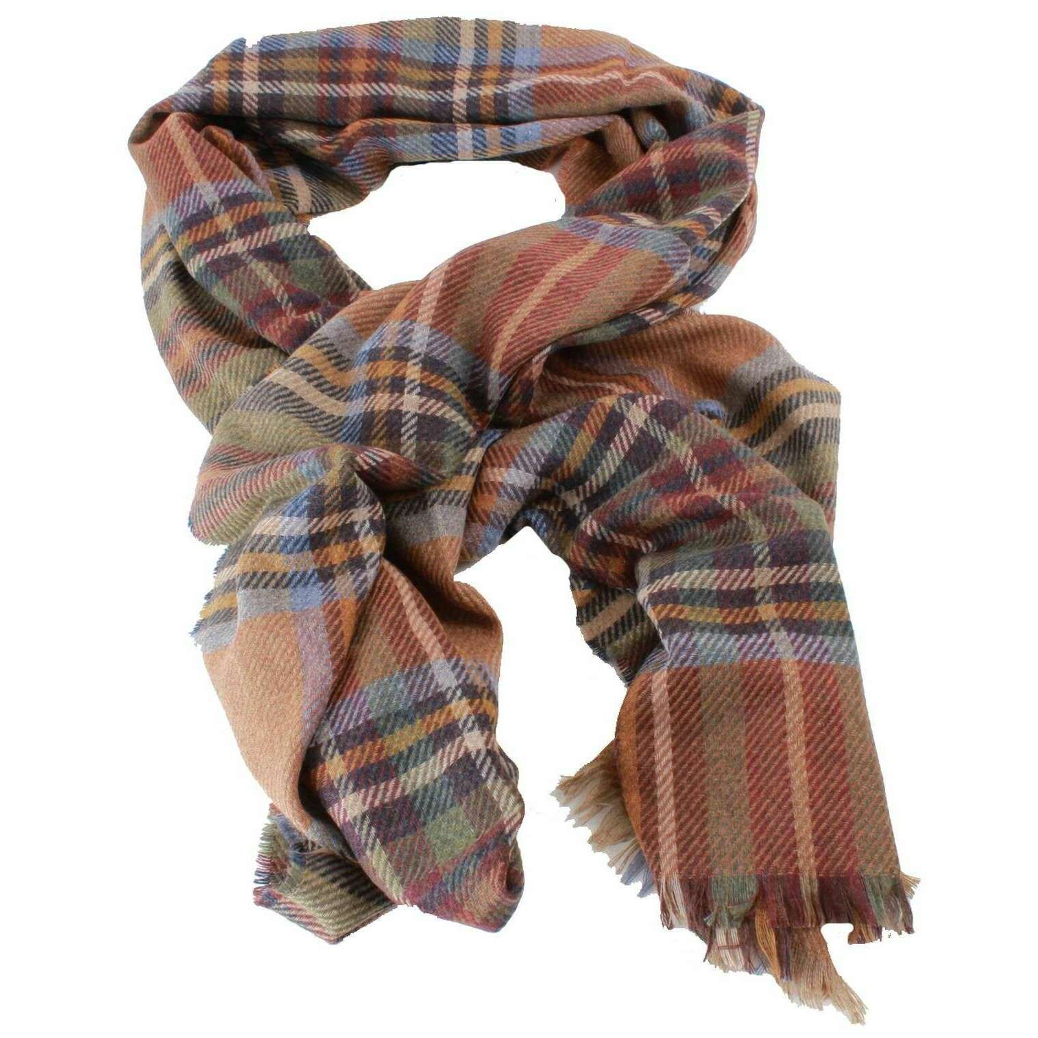 Locharron of Scotland Brock Stewart Luxury Scarf - Olive Green/Beige - Image 2