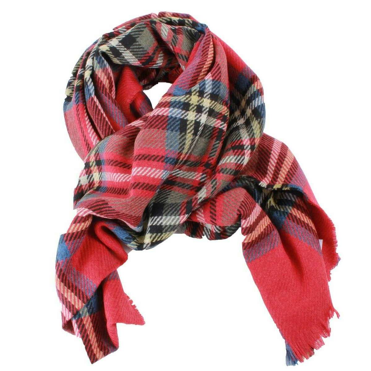 Locharron of Scotland Brock Stewart Royal Modern Luxury Fine Wool Stole - Red/Blue/Green - Image 2