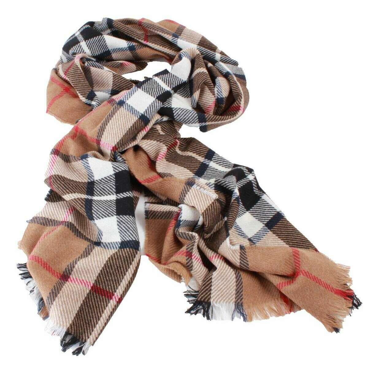 Locharron of Scotland Brock Thomson Modern Luxury Fine Wool Stole - Camel Brown/Cream/Black - Image 3