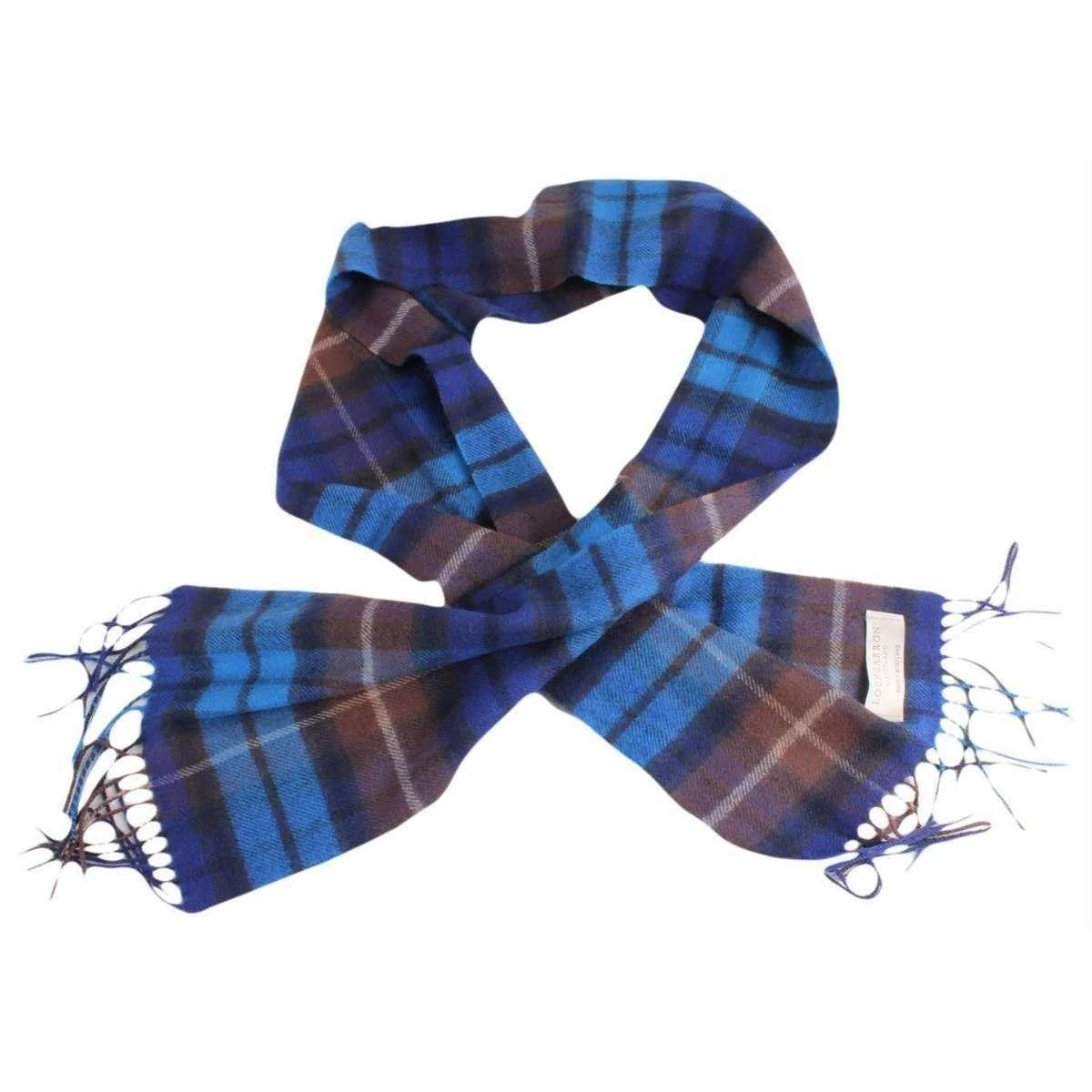 Locharron of Scotland Buchanan Lambwool Scarf - Blue/Brown - Image 2