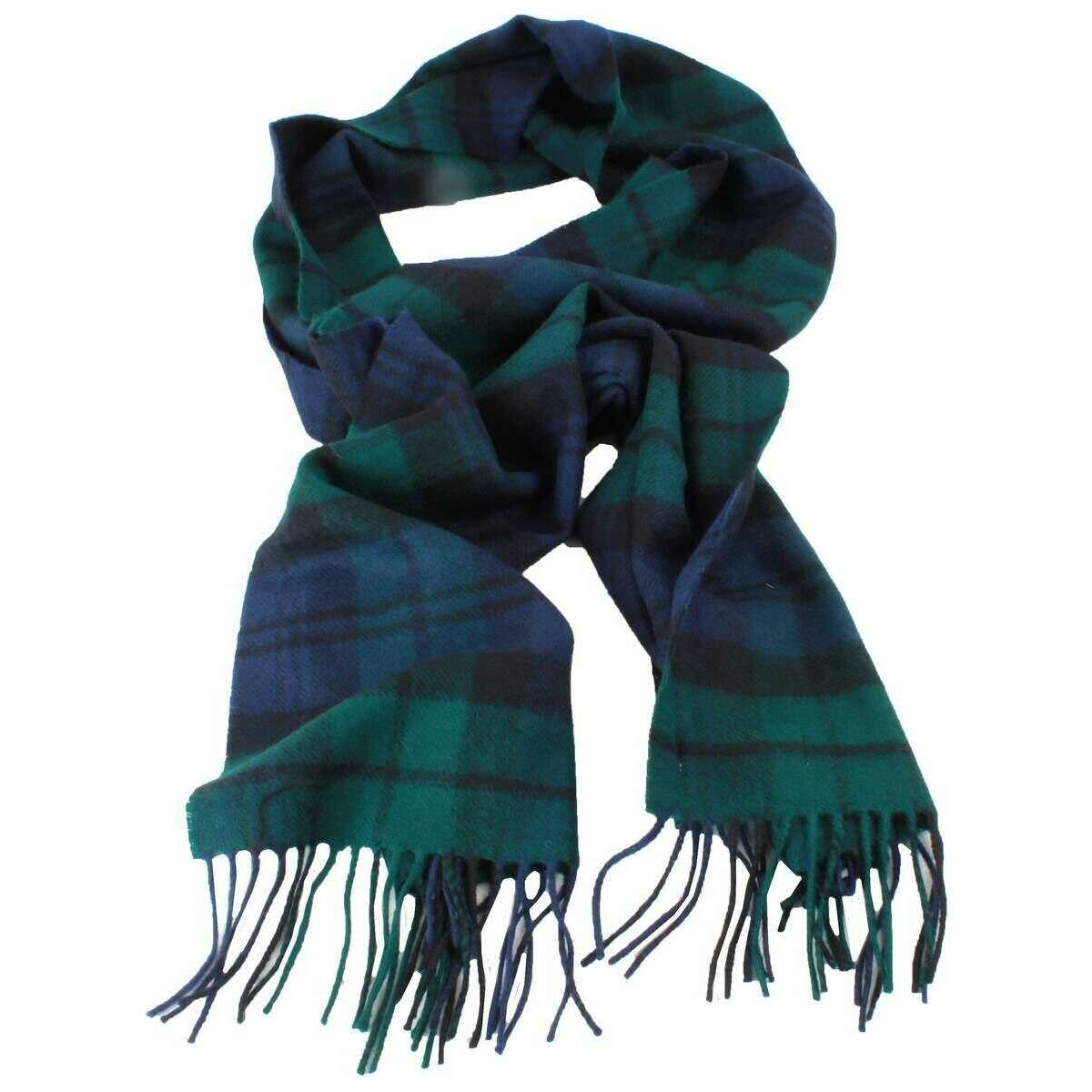 Locharron of Scotland Darwin Black Watch Modern Oversized Lambswool Scarf - Navy/Green/Black - Image 2