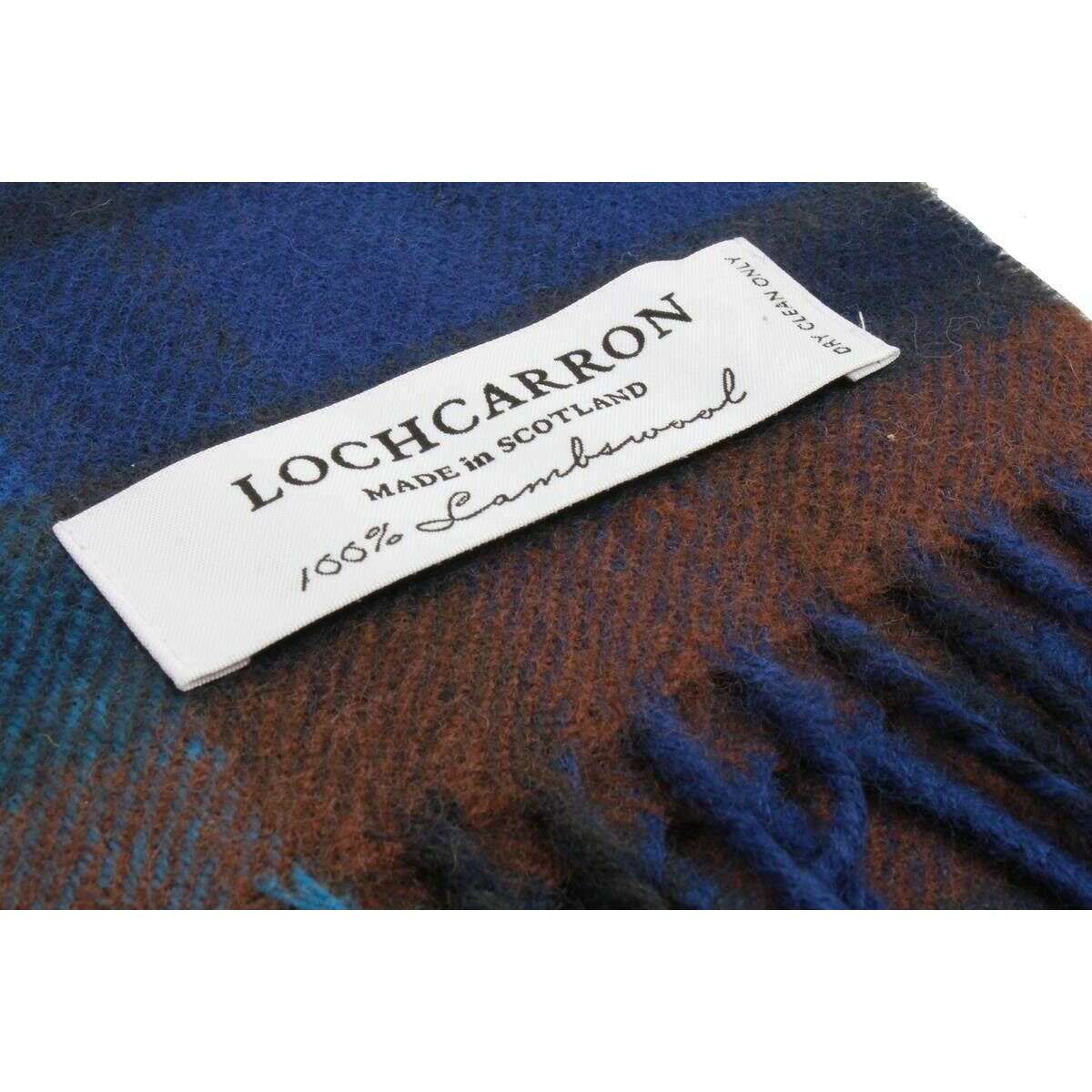Locharron of Scotland Darwin Buchanan Tartan Oversized Lambswool Scarf - Blue/Brown - Image 3