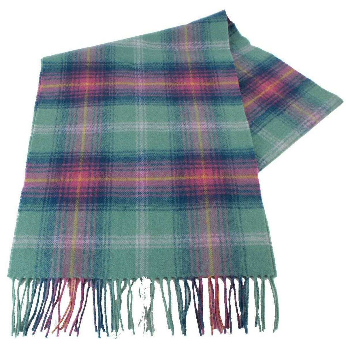 Locharron of Scotland Darwin Hame Lambswool Scarf - Green/Purple