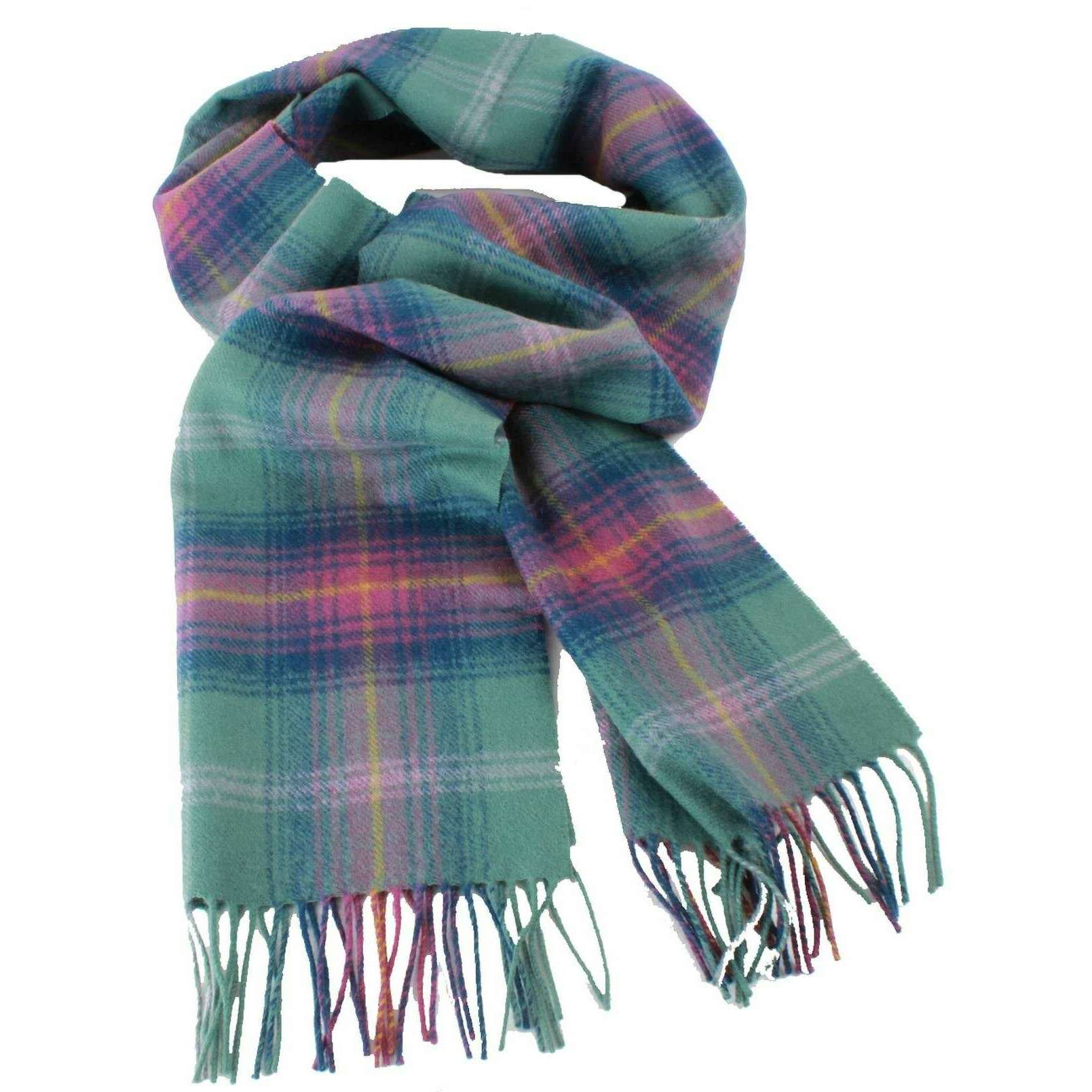 Locharron of Scotland Darwin Hame Lambswool Scarf - Green/Purple - Image 2
