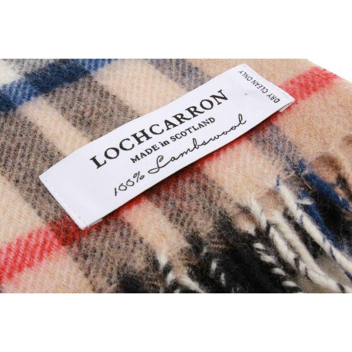 Locharron of Scotland Darwin Thomson Modern Tartan Oversized Lambswool Scarf - Camel Beige/Black/Blue - Image 3