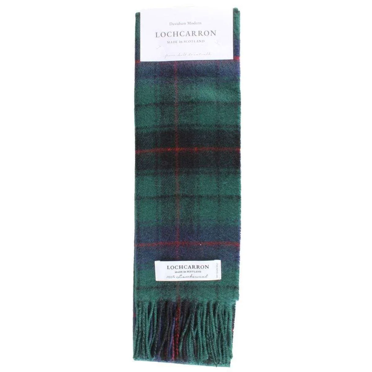 Locharron of Scotland Davidson Modern Lambswool Scarf - Green/Navy/Red - Image 3