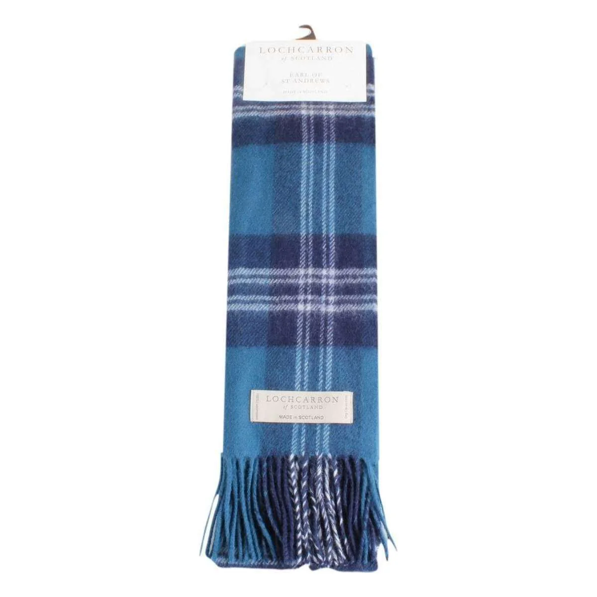Locharron of Scotland Earl of St Andrews Lambwool Scarf - Blue/White - Image 3