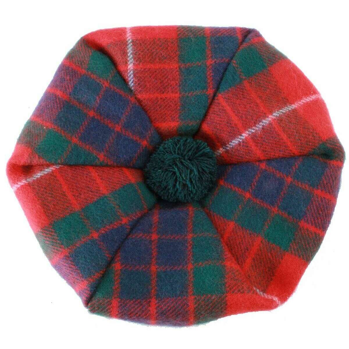 Locharron of Scotland Fraser Modern Lambswool Tam - Red/Navy/Green