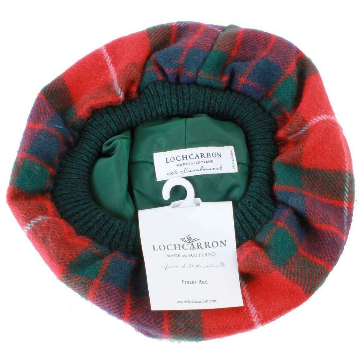 Locharron of Scotland Fraser Modern Lambswool Tam - Red/Navy/Green - Image 2