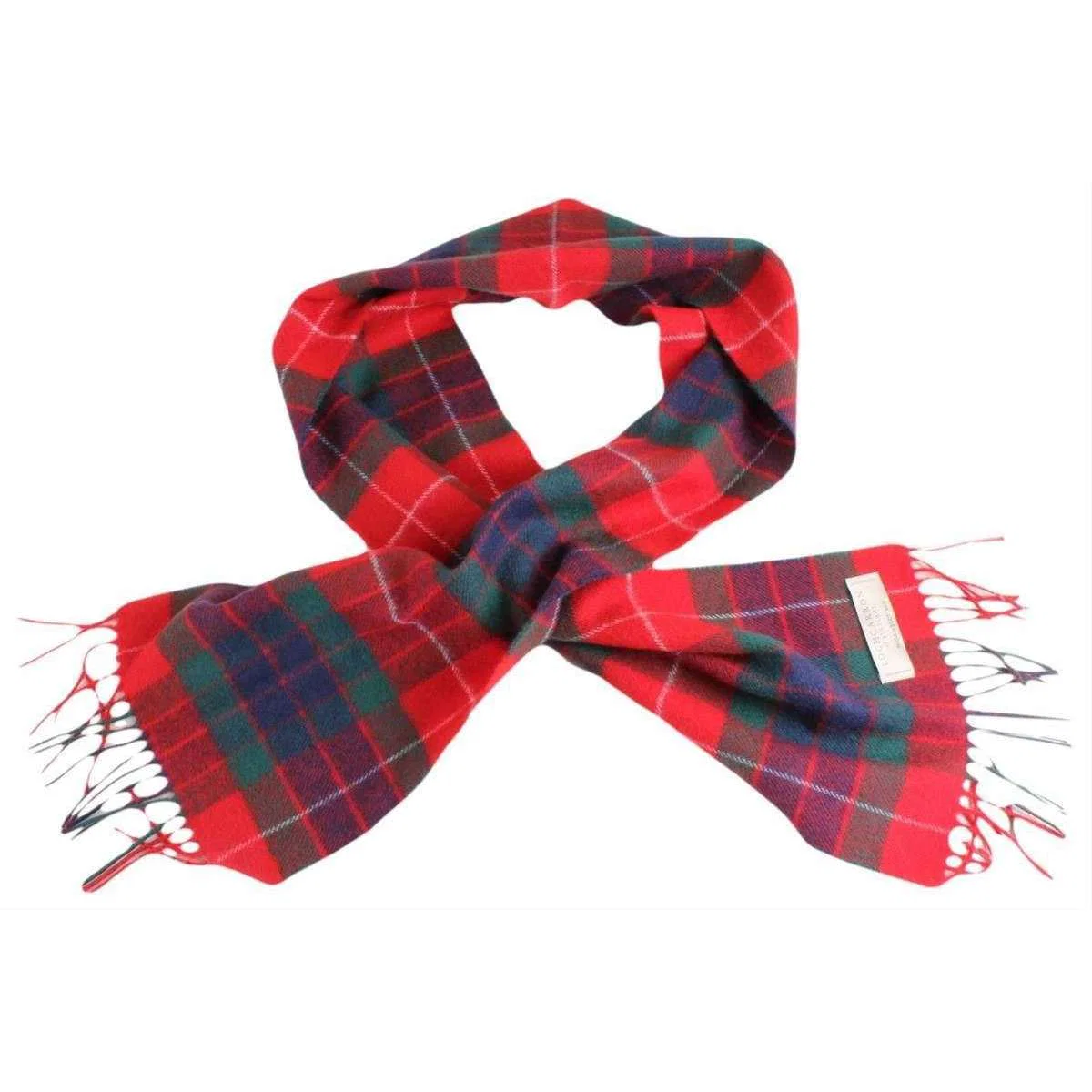 Locharron of Scotland Fraser Red Modern Lambwool Scarf - Red/Dark Green/Navy - Image 2