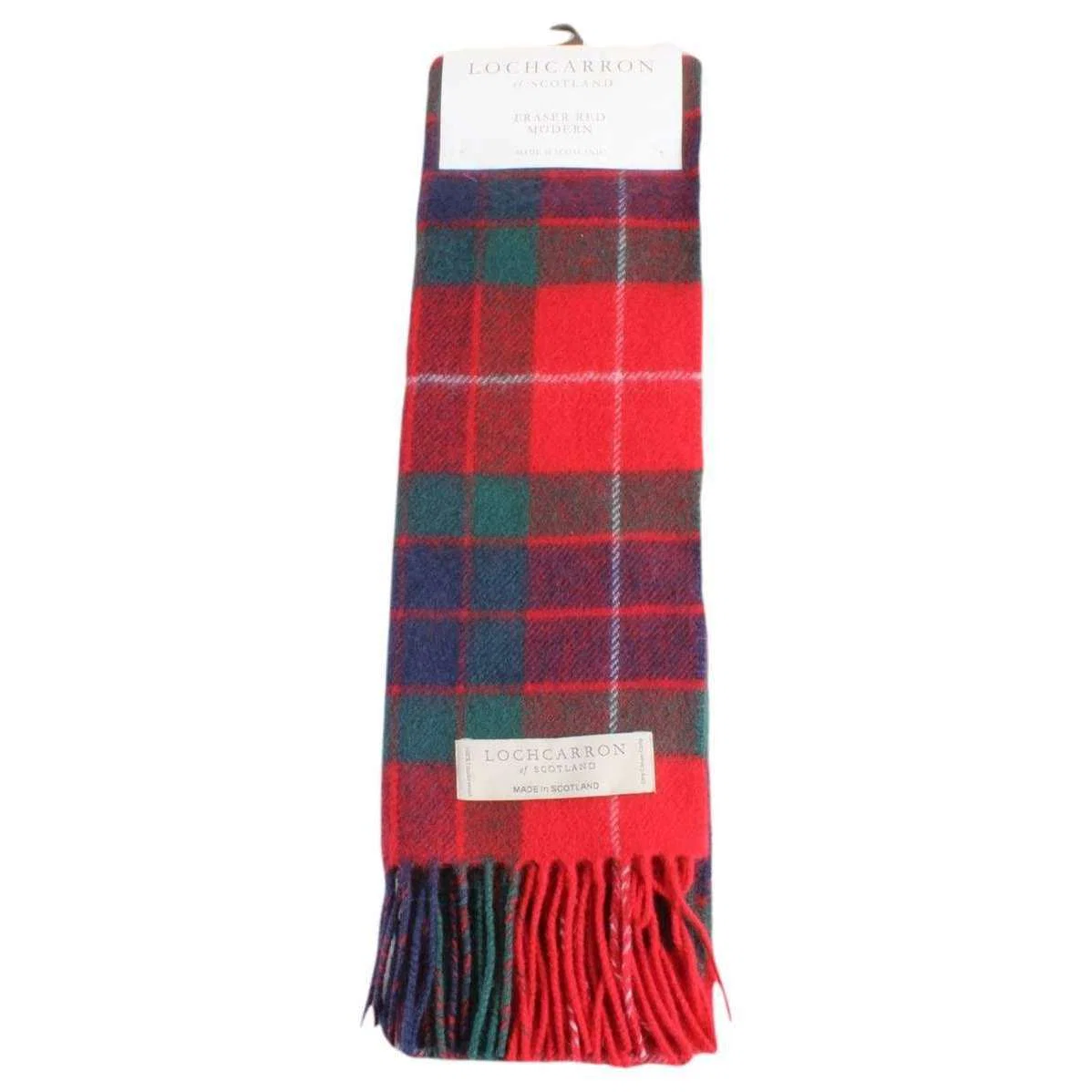 Locharron of Scotland Fraser Red Modern Lambwool Scarf - Red/Dark Green/Navy - Image 3
