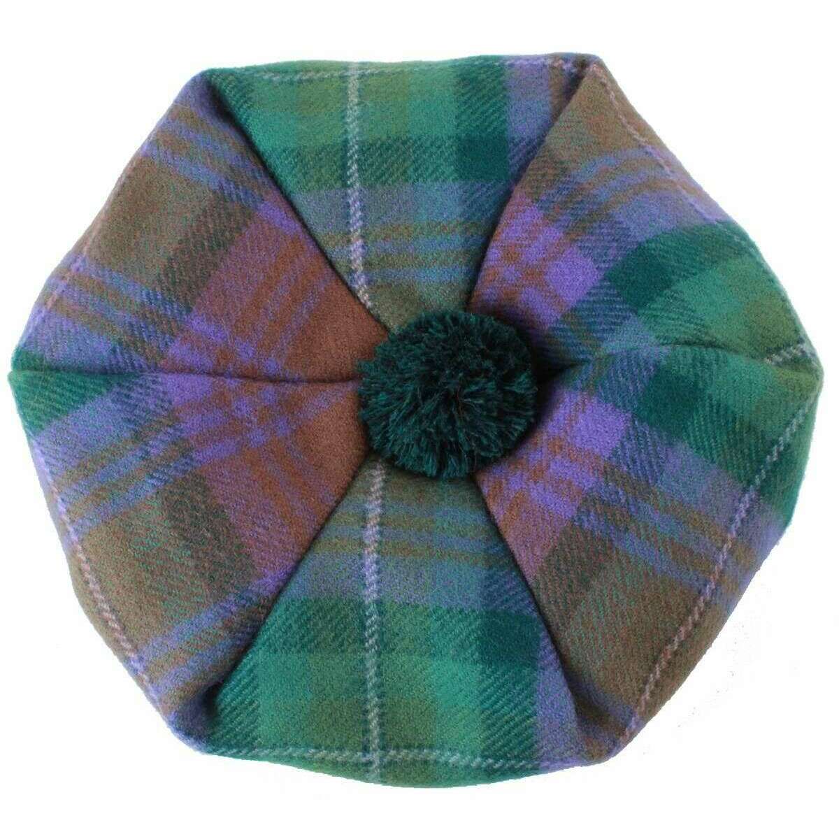 Locharron of Scotland Isle of Sky Lambswool Tam - Green/Purple