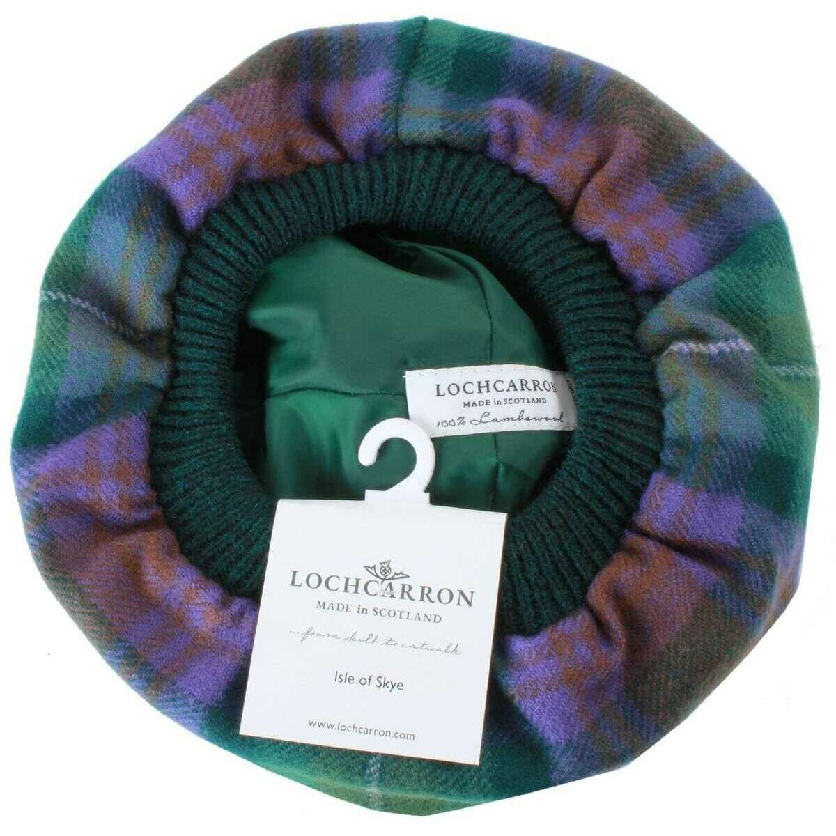 Locharron of Scotland Isle of Sky Lambswool Tam - Green/Purple - Image 2