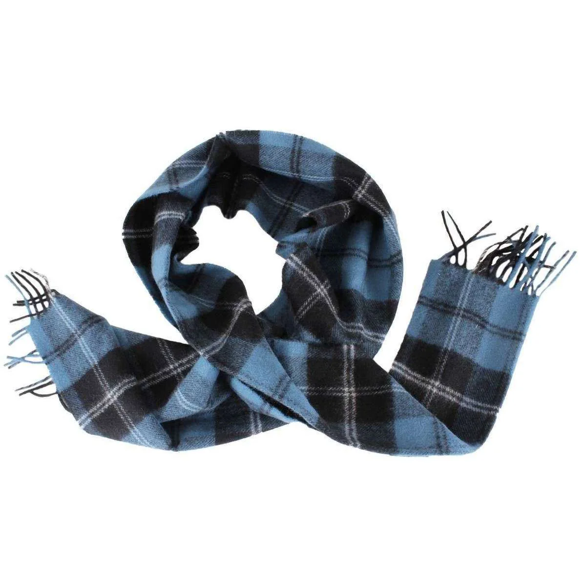 Locharron of Scotland Ramsay Ancient Lambswool Scarf - Blue/Black/White - Image 2