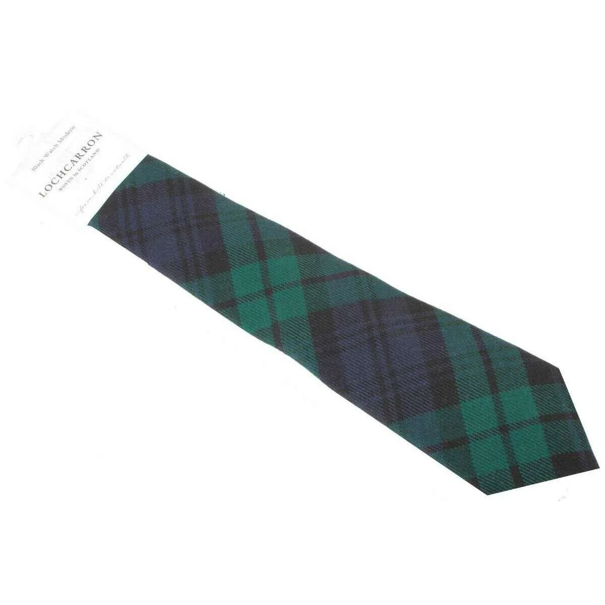 Locharron of Scotland Reiver Black Watch Tartan Wool Tie - Navy/Green - Image 3