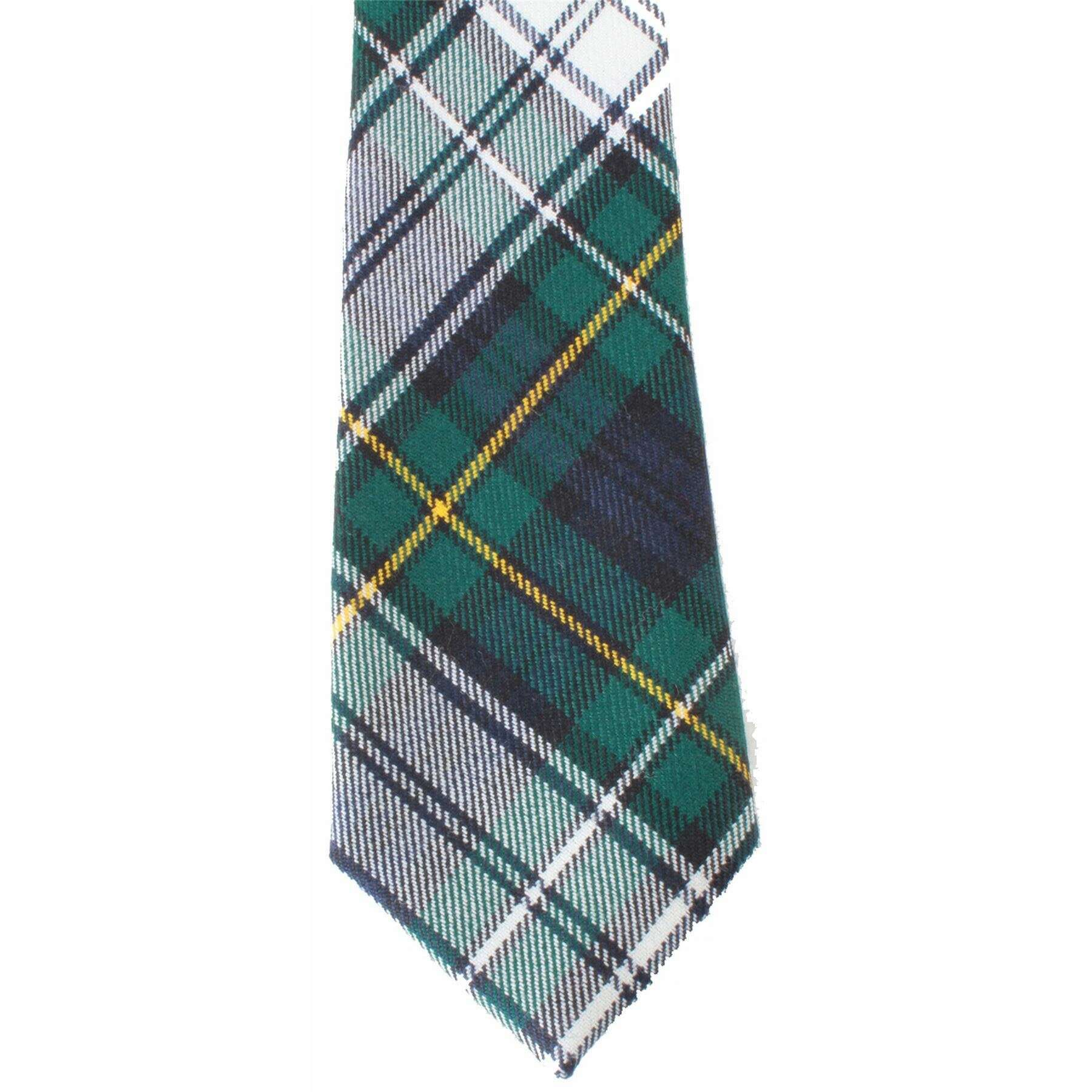 Locharron of Scotland Reiver Campbell Dress Modern Tartan Tie - White/Green/Navy