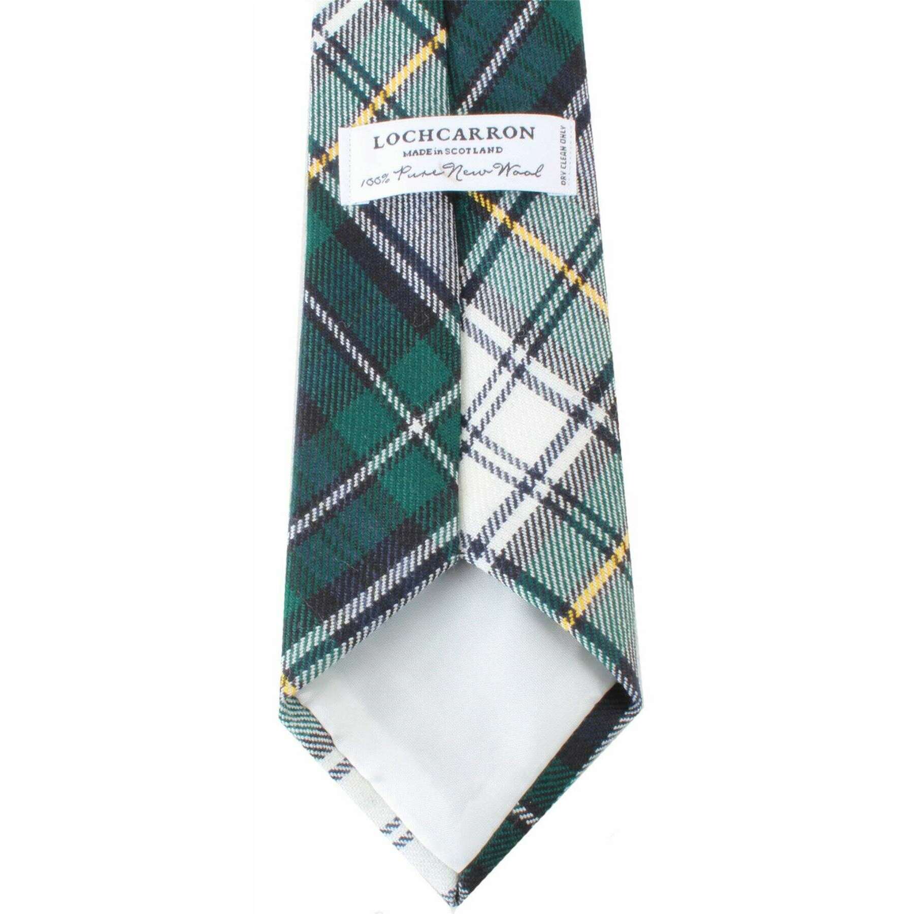 Locharron of Scotland Reiver Campbell Dress Modern Tartan Tie - White/Green/Navy - Image 2